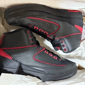 Jordan 2 Black and Red Sneakers size 9.5 m